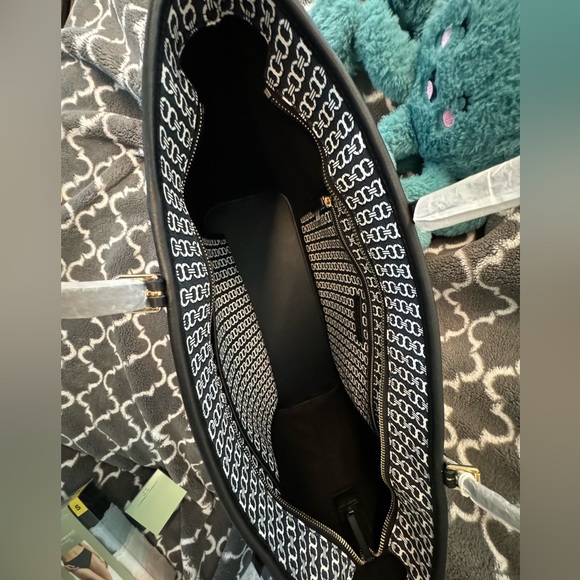 NWT Tory Burch 153170 Gemini Link Tote Black Coated Canvas Shoulder Bag - Picture 10 of 12